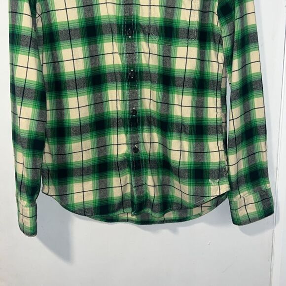 AMERICAN EAGLE Green Plaid Flannel Shirt-S - Picture 3 of 9